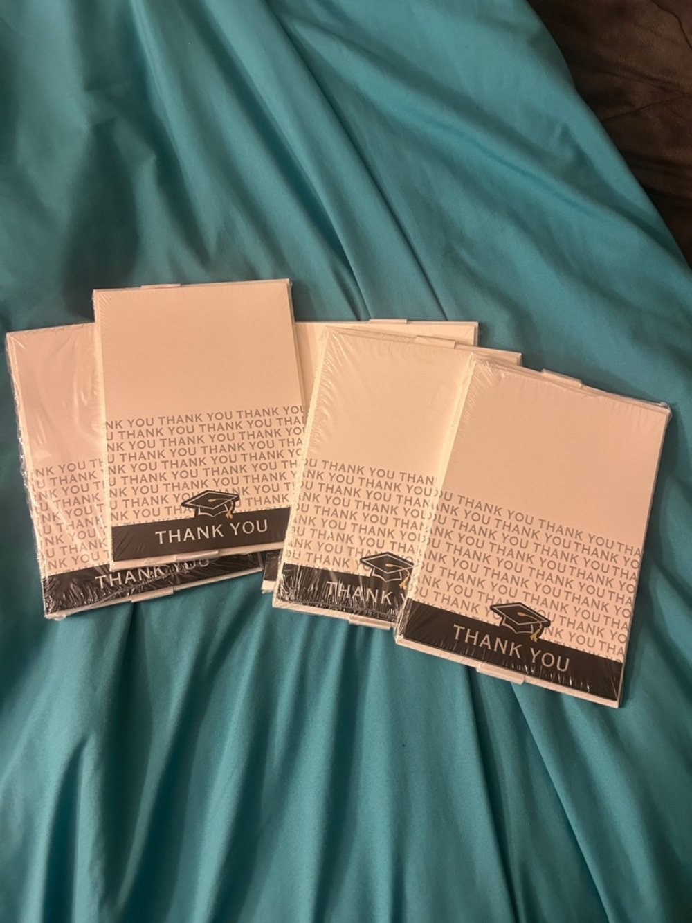 5 Sets of 10 Graduation Thank You Cards - White with Black Accents